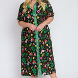 Maya Shirt Dress in hello sunshine black
