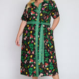 Maya Shirt Dress in hello sunshine black