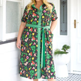 Maya Shirt Dress in hello sunshine black