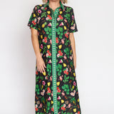 Maya Shirt Dress in hello sunshine black