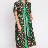 Maya Shirt Dress in hello sunshine black