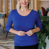 Bamboo Reversible Tee 3/4 sleeve in blue