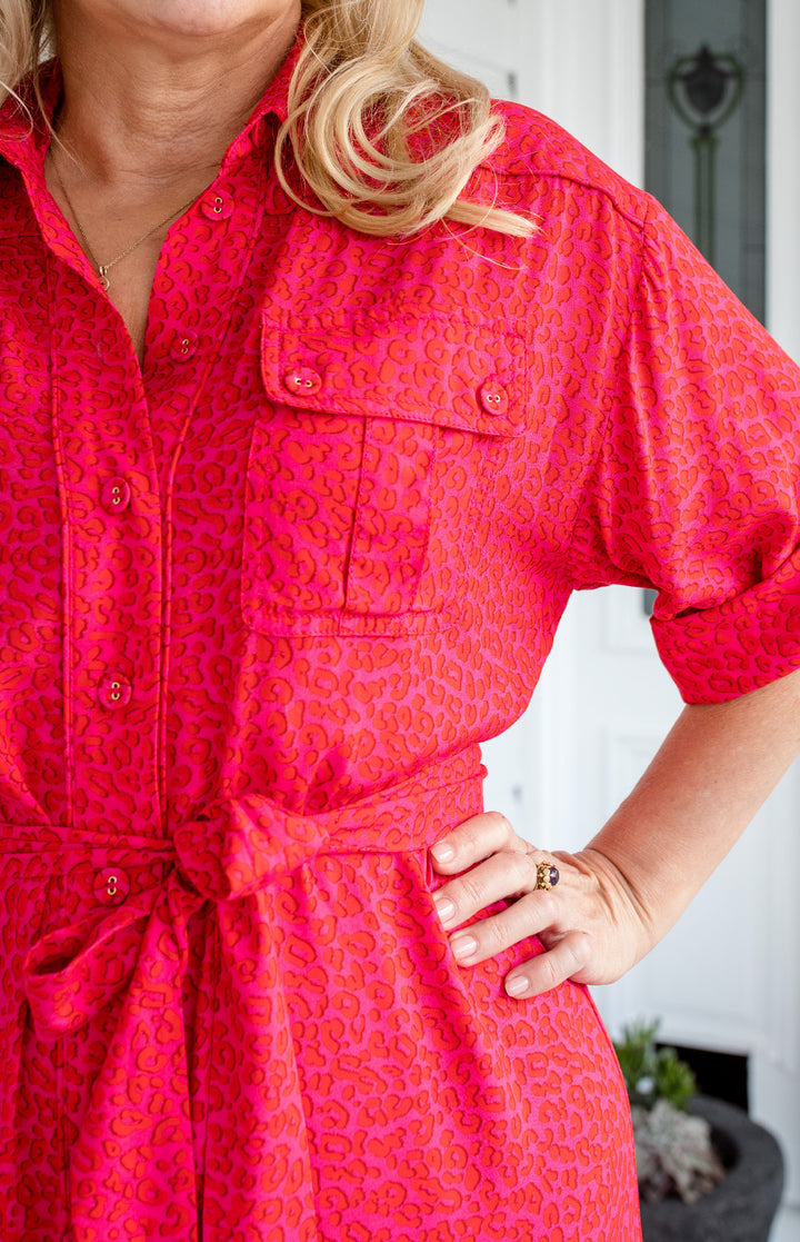Alison Shirt Dress in wild pink