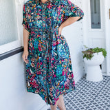Model wearing Alison Shirt Dress in navy Truly Madly – relaxed fit with removable waist tie