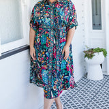 Maiocchi Alison Shirt Dress in Truly Madly navy – best-selling contrast panel floral print shirt dress