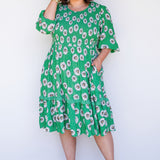 Barbados Mini Dress in daisy days green