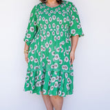 Barbados Mini Dress in daisy days green