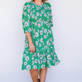 Barbados Mini Dress in daisy days green