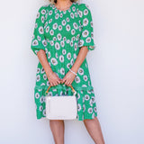 Barbados Mini Dress in daisy days green