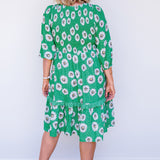 Barbados Mini Dress in daisy days green