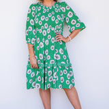 Barbados Mini Dress in daisy days green
