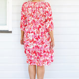 Barbados Mini Dress in fly away melon