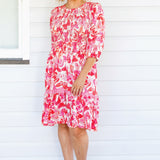 Barbados Mini Dress in fly away melon