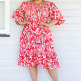 Barbados Mini Dress in fly away melon