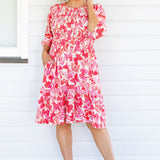 Barbados Mini Dress in fly away melon