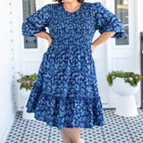 Barbados Mini Dress in cherry blossom blue