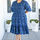 Barbados Mini Dress in cherry blossom blue