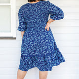Barbados Mini Dress in cherry blossom blue