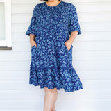 Barbados Mini Dress in cherry blossom blue