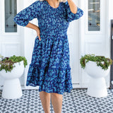 Barbados Mini Dress in cherry blossom blue