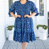 Barbados Mini Dress in cherry blossom blue