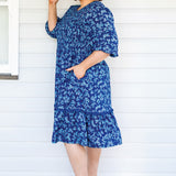 Barbados Mini Dress in cherry blossom blue