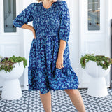 Barbados Mini Dress in cherry blossom blue