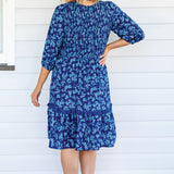 Barbados Mini Dress in cherry blossom blue