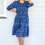 Barbados Mini Dress in cherry blossom blue