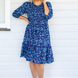 Barbados Mini Dress in cherry blossom blue