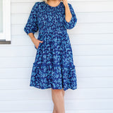 Barbados Mini Dress in cherry blossom blue