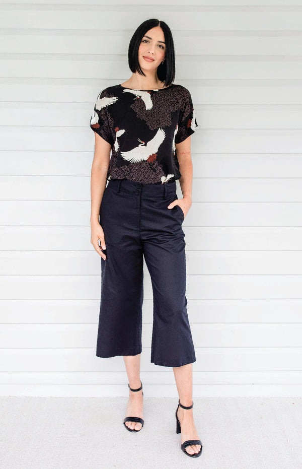 Bianca Linen Culotte in black
