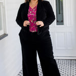 Luxe black velvet black Bianca Pant & Blazer by Maiocchi