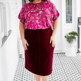 Bianca Skirt in wine velvet