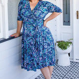 Emily Reversible Dress in name dropper blue