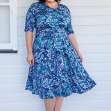 Emily Reversible Dress in name dropper blue