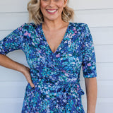 Emily Reversible Dress in name dropper blue