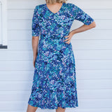 Emily Reversible Dress in name dropper blue