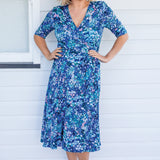 Emily Reversible Dress in name dropper blue