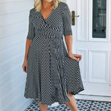 Emily Reversible Dress in black stripes