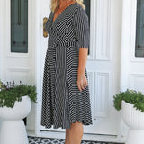 Emily Reversible Dress in black stripes