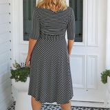 Emily Reversible Dress in black stripes