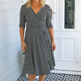 Emily Reversible Dress in black stripes