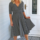 Emily Reversible Dress in black stripes