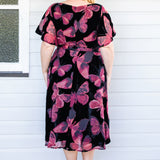 Evie Dress in butterfly velvet wine