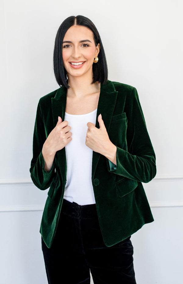 Fancy Velvet Blazer in green