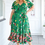 Gabrielle Reversible Dress in hello sunshine green