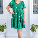 Maldives Mini Dress in lucky cat green
