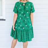Maldives Mini Dress in lucky cat green