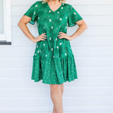 Maldives Mini Dress in lucky cat green